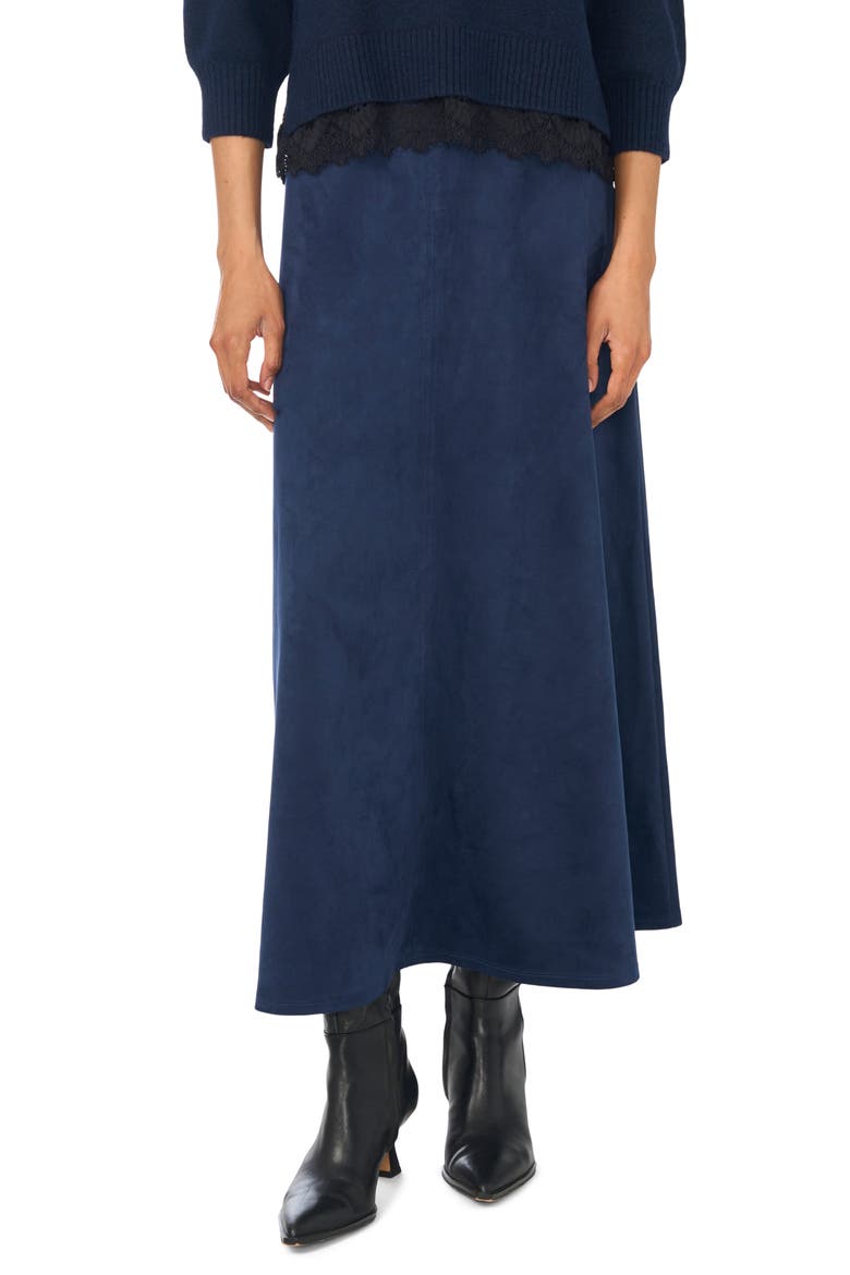 Faux Suede A-Line Skirt, Main, color, CLASSIC NAVY