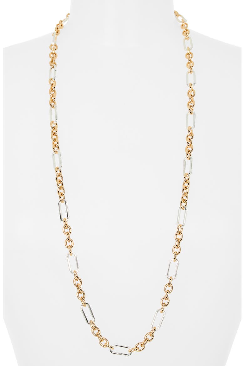Two-Tone Bar & Link Chain Necklace, Alternate, color, GOLD- SILVER