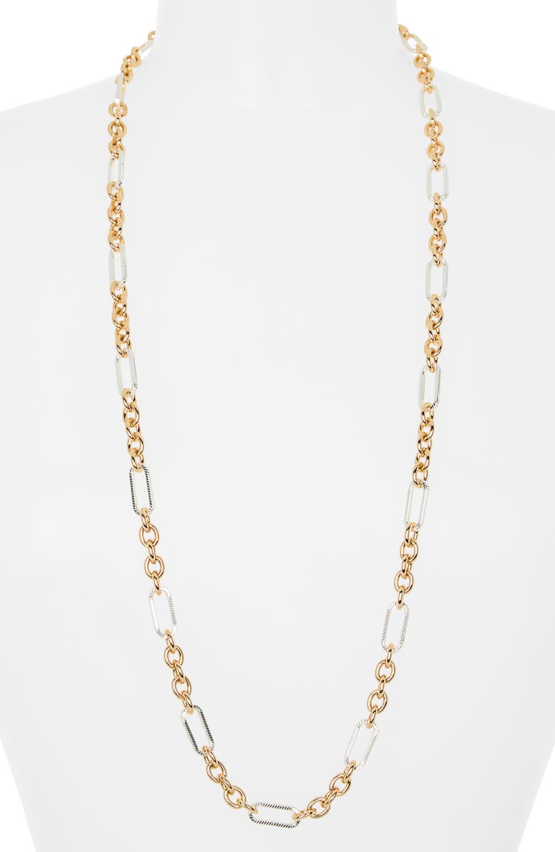 NORDSTROM RACK Two-Tone Bar & Link Chain Necklace, Alternate, color, Gold- Silver