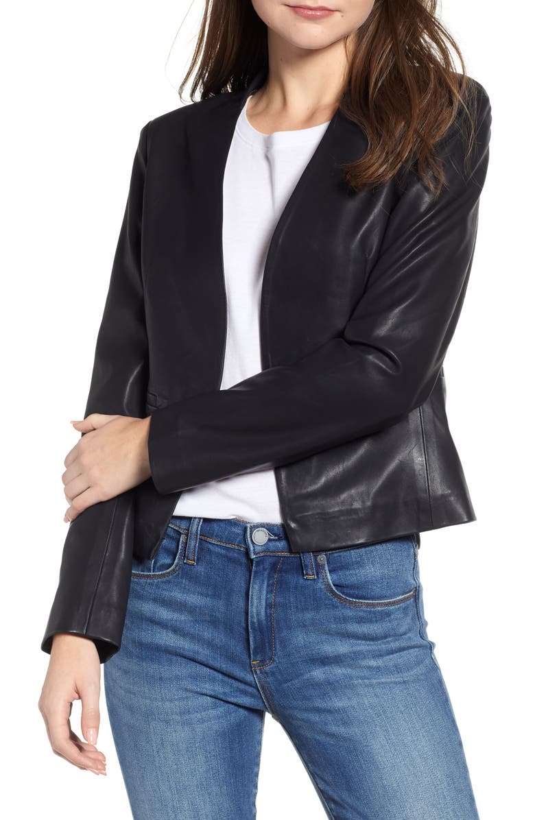 BLANKNYC Faux Leather Blazer, Main, color,