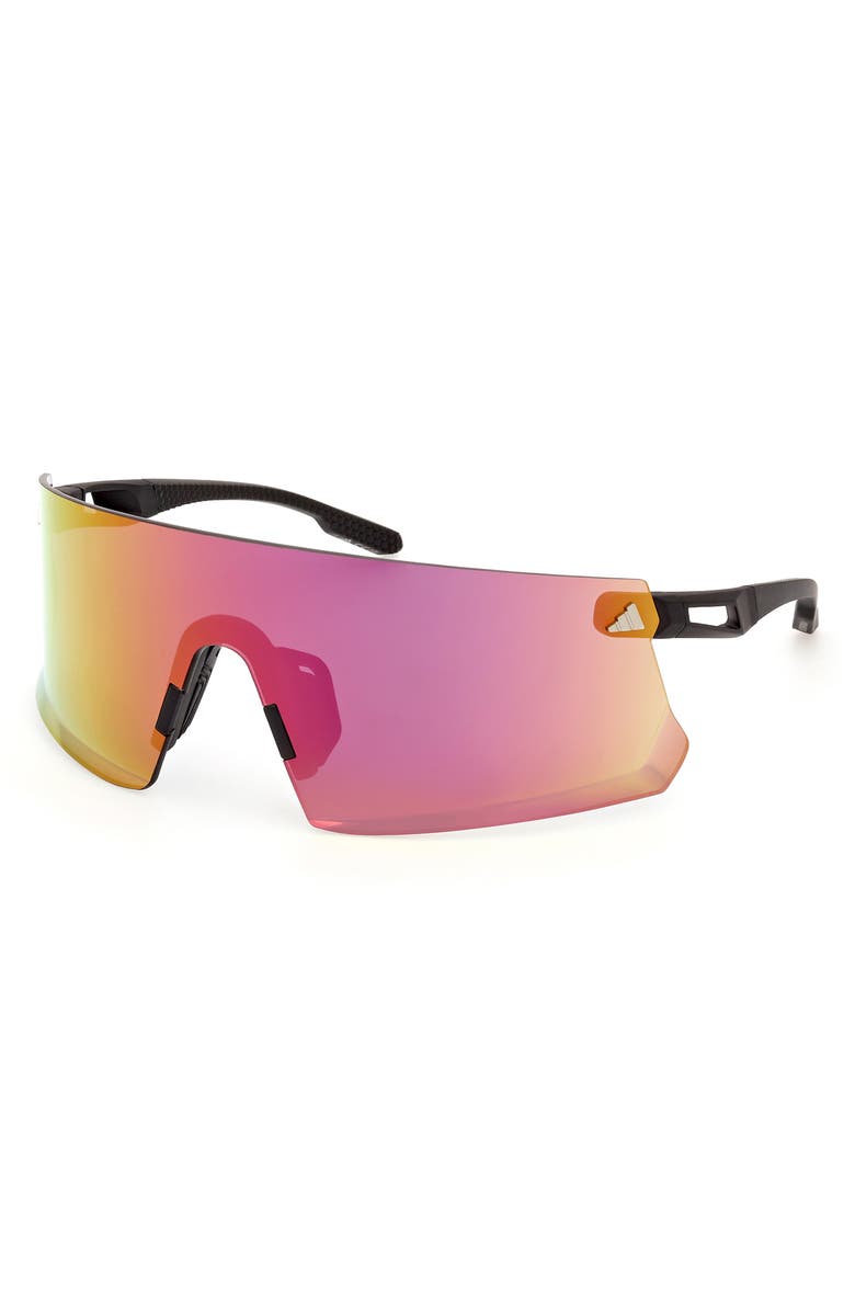 adidas 120mm Shield Sports Sunglasses, Alternate, color, Black / Mirror Violet