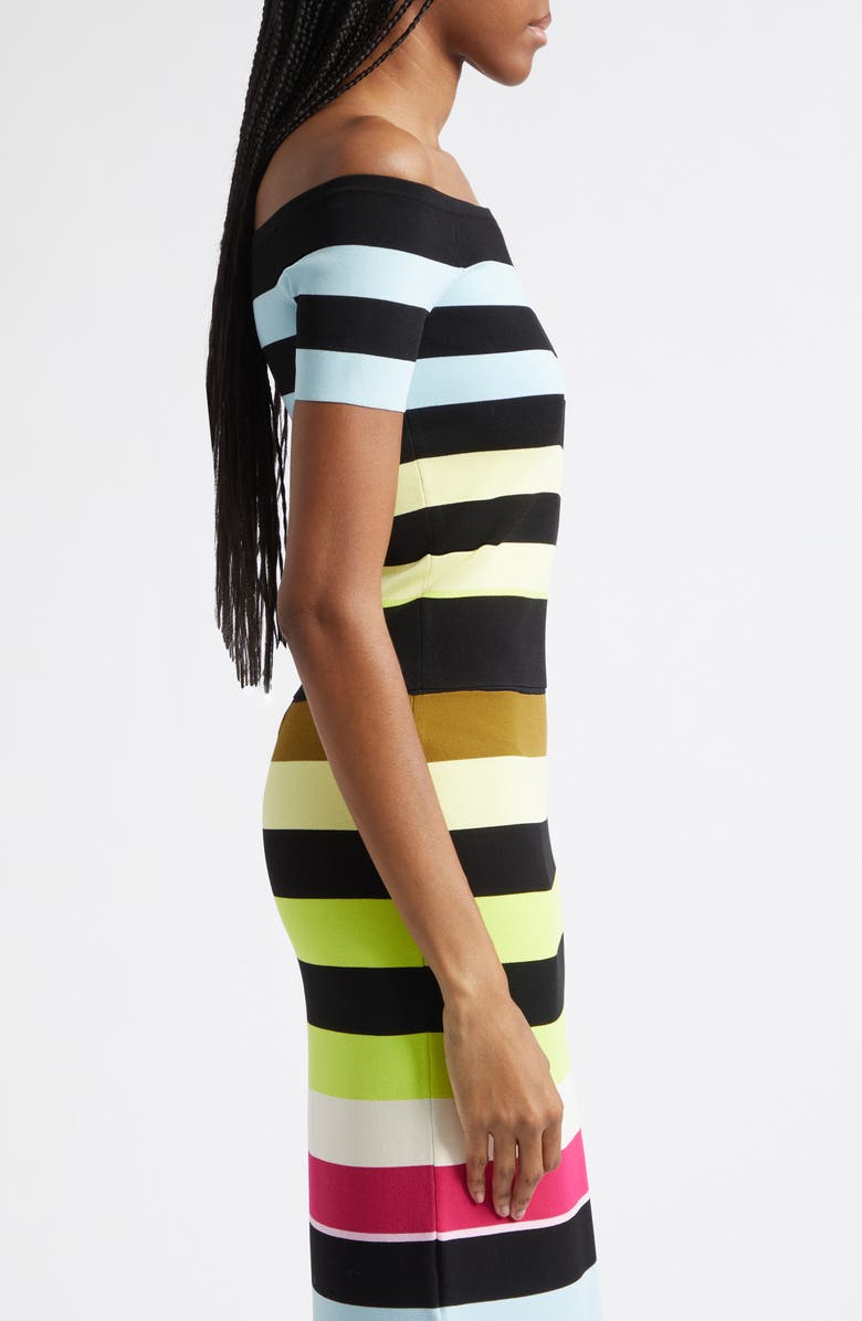Christopher John Rogers Stripe Off the Shoulder Knit Top, Alternate, color, Haze Multi