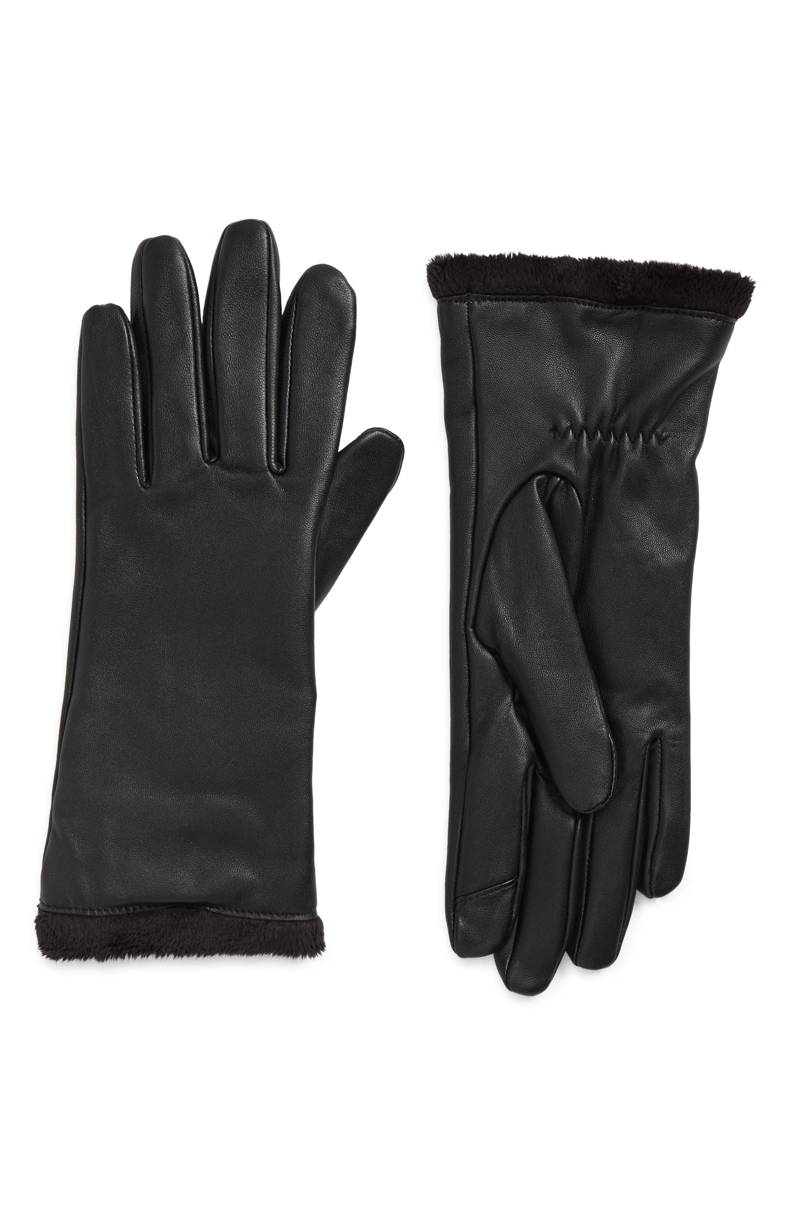 Cole Haan Faux Fur Lined Tech Leather Gloves