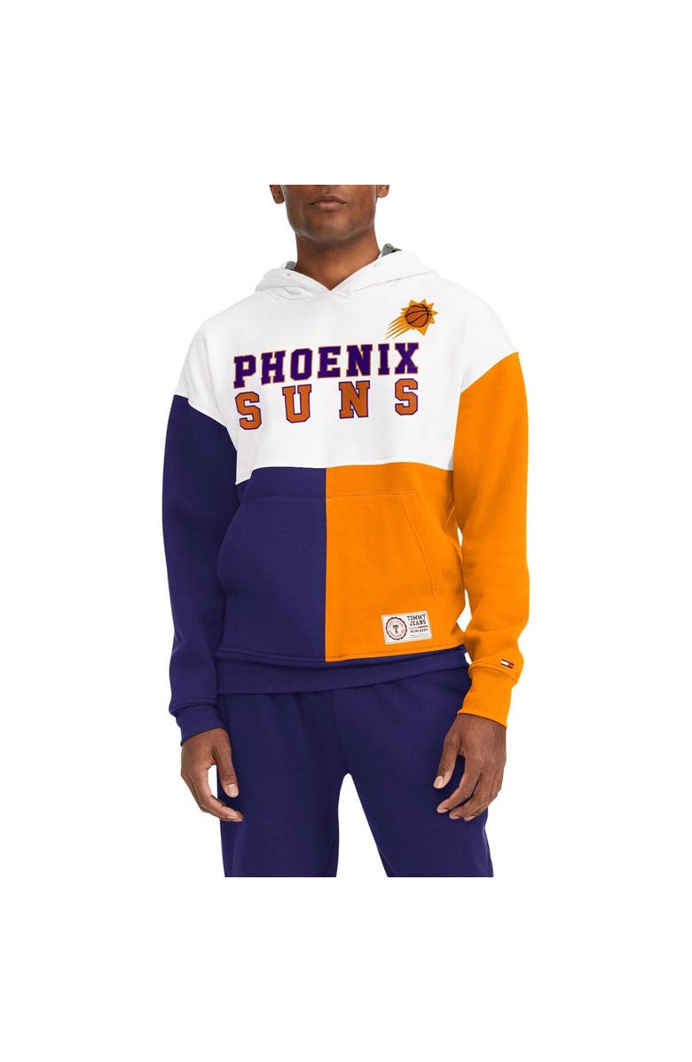 TOMMY JEANS Men's Tommy Jeans White/Purple Phoenix Suns Andrew Split Pullover Hoodie, Main, color, White