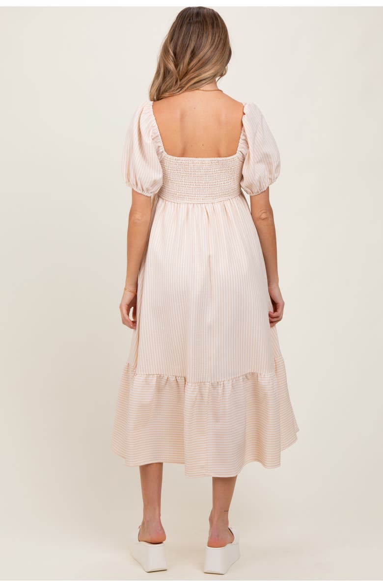 PinkBlush Sweetheart Stripe Smocked Back Midi Dress, Alternate, color, Beige