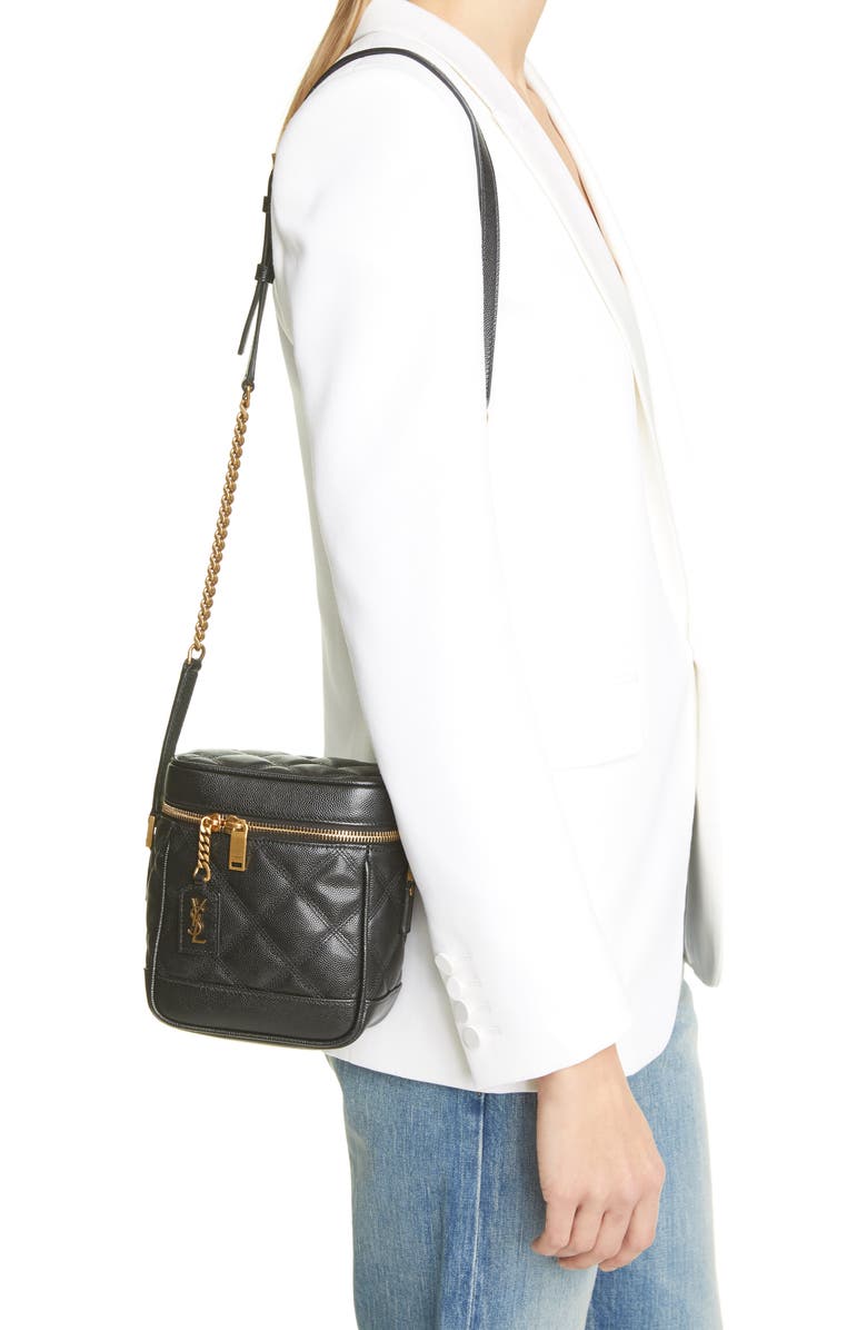 Saint Laurent '80s Vanity Case Matelassé Leather Shoulder Bag, Alternate, color,