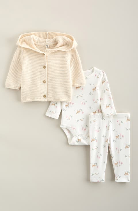 Bodysuit, Leggings & Cardigan Set