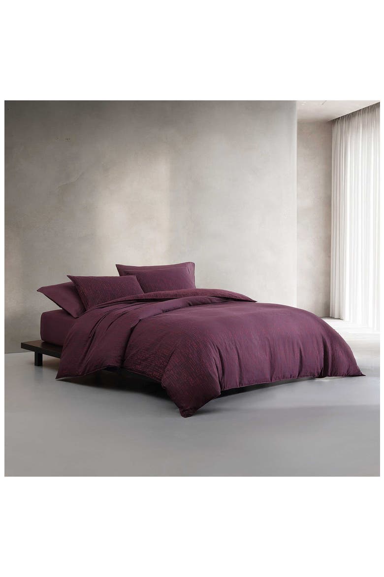 Linear Circuit Cotton Duvet Cover & Shams Set, Alternate, color, DARK RED