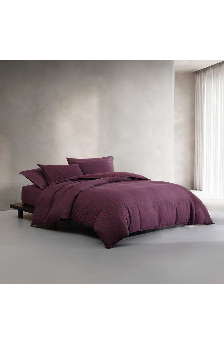 Calvin Klein Linear Circuit Cotton Duvet Cover & Shams Set, Alternate, color, Dark Red