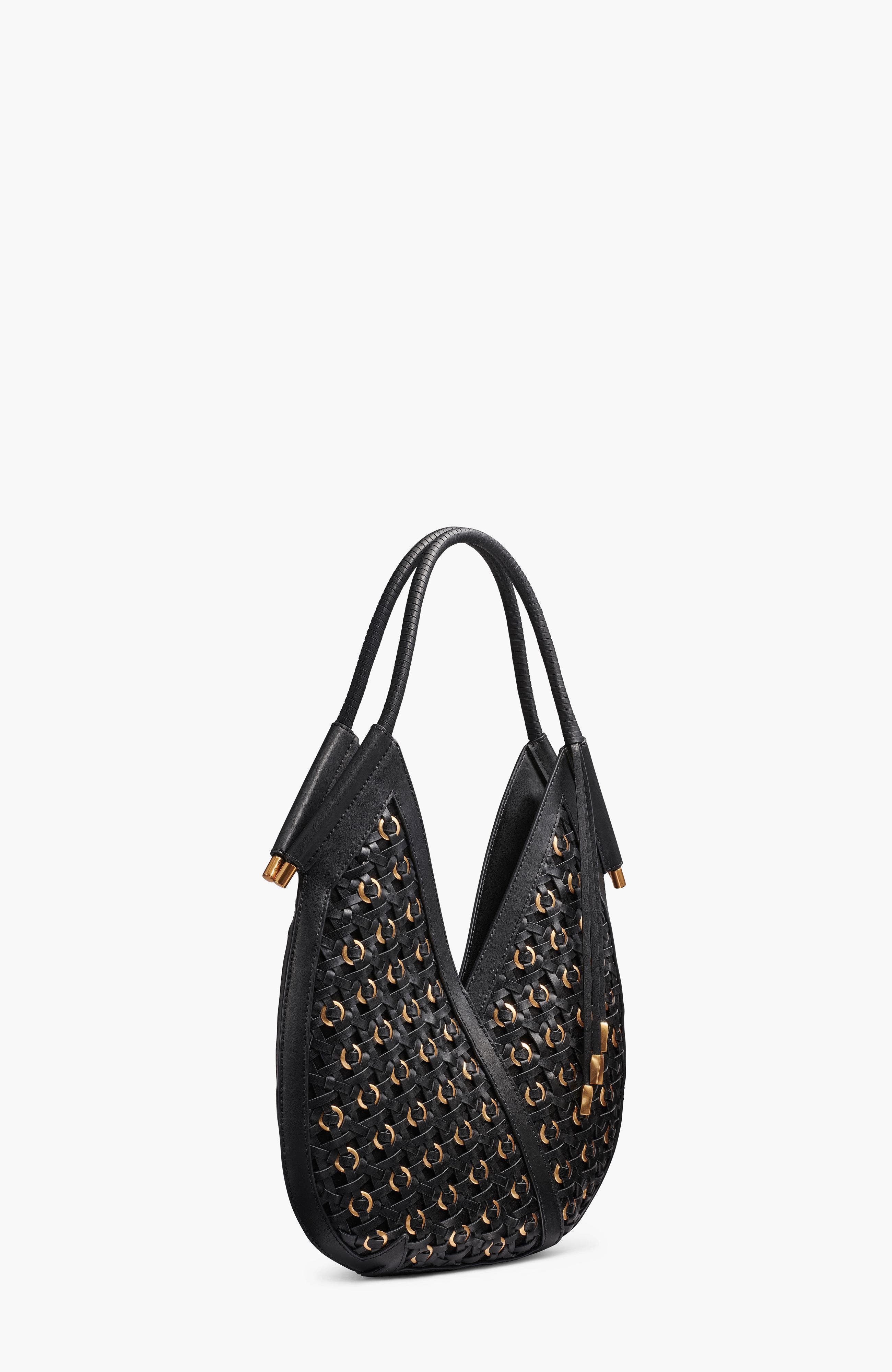 Donna Karan New York Baldwin Woven Grommet Mini Shoulder, Alternate, color, Black/Gold