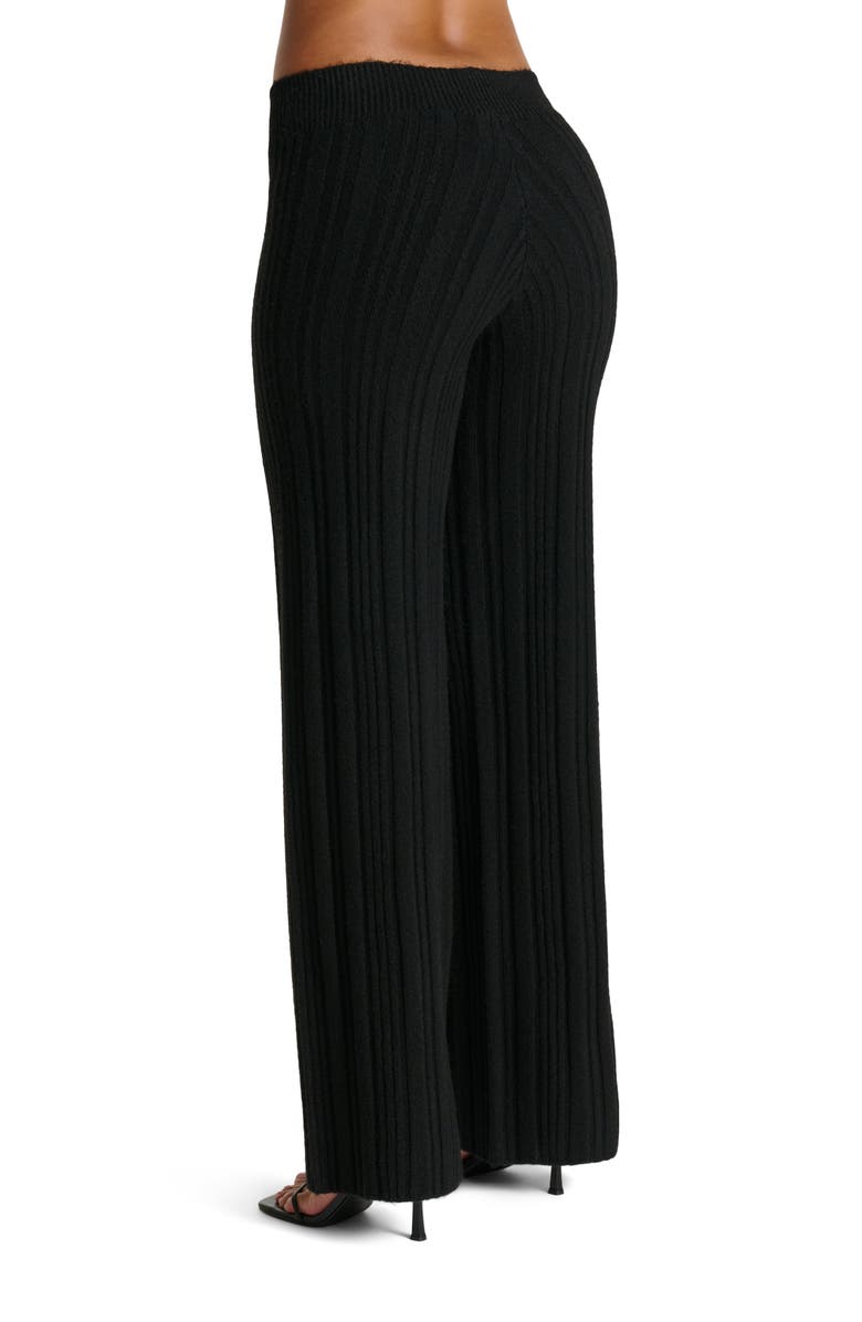 Naked Wardrobe Rib Wide Leg Pants, Alternate, color, Black
