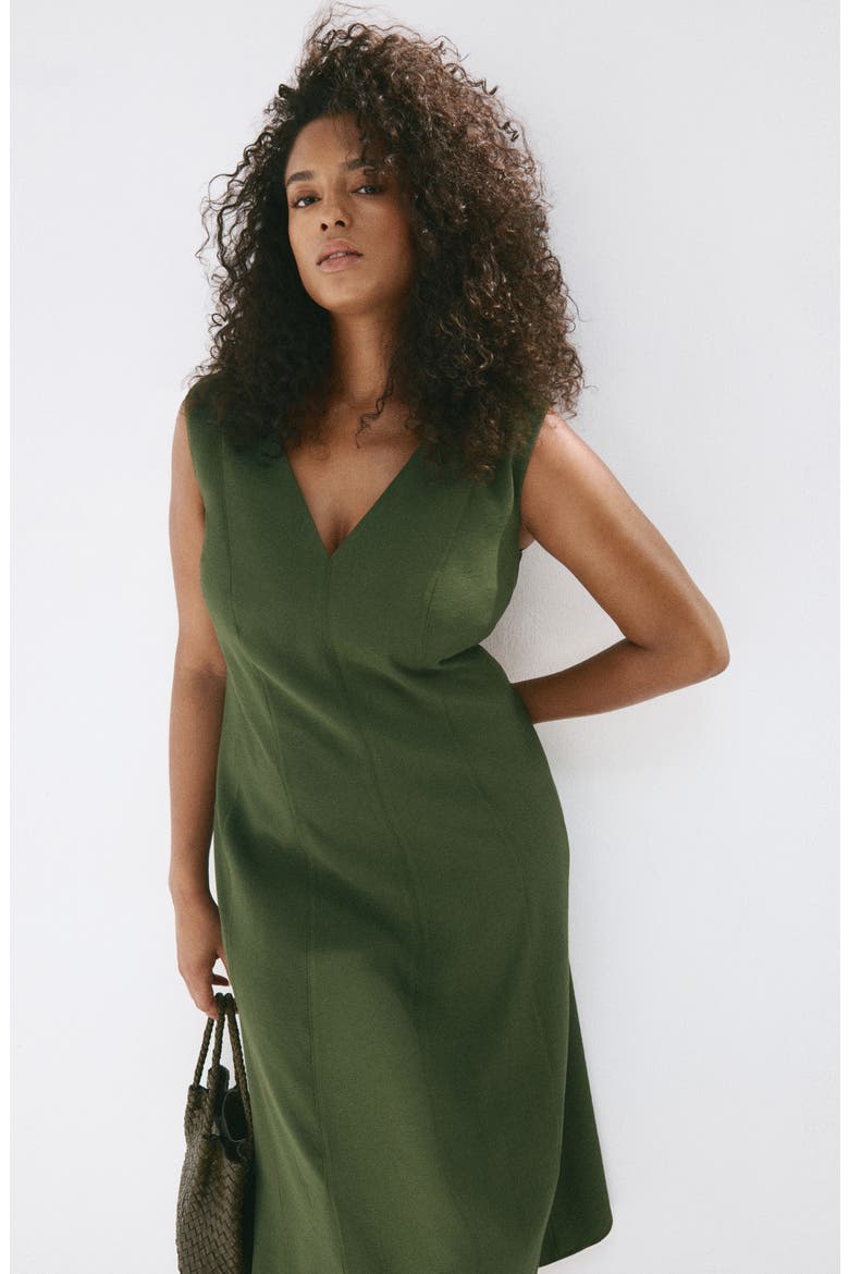 Sleeveless A-Line Maxi Dress, Alternate, color, KHAKI GREEN