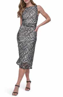 DKNY Mesh Body-Con Midi Sheath Dress
