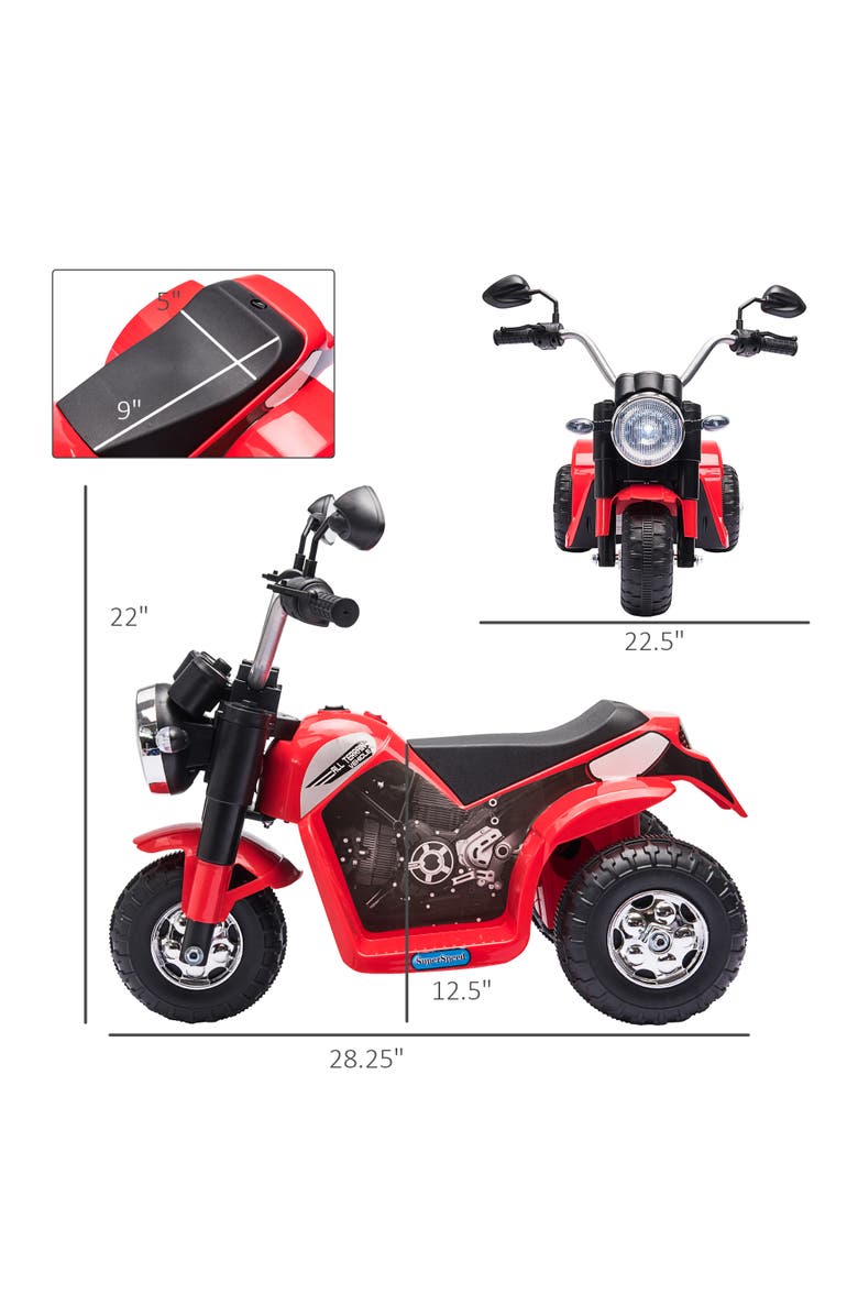 Aosom Kids Electric Dirt Bike, 6V, 3-Wheel, Horn, Headlights, Realistic Sounds, Alternate, color,