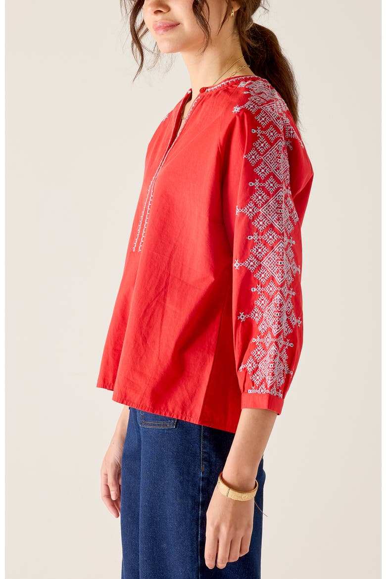 Pego Embroidered Top, Alternate, color, Cinnabar/Blue