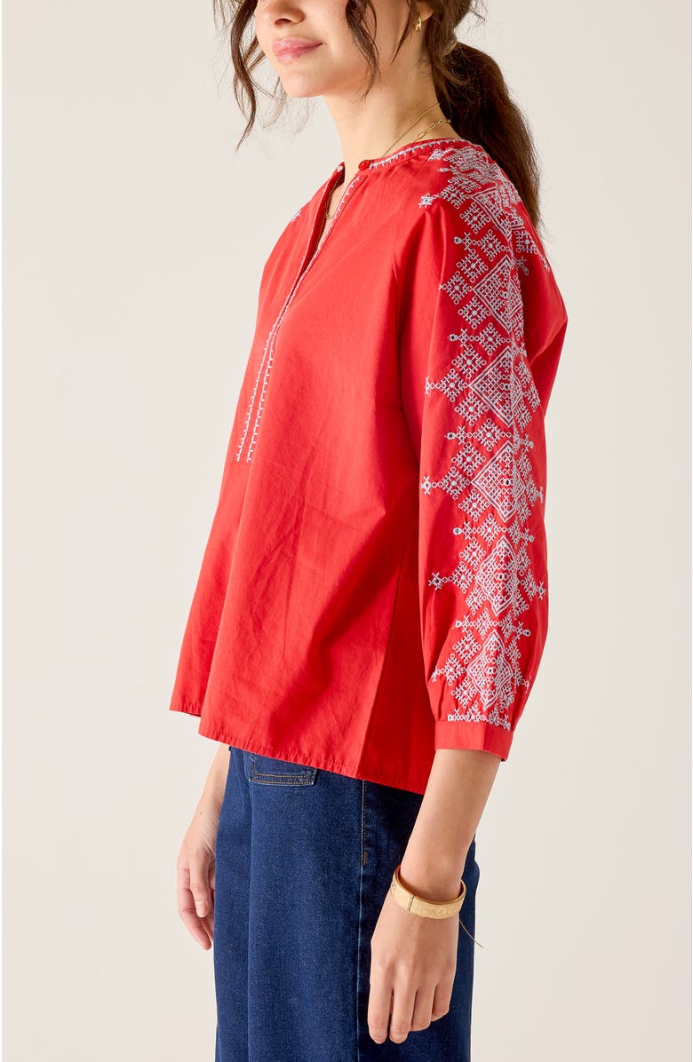 Voyageur by MERSEA Pego Embroidered Top, Alternate, color, Cinnabar/Blue