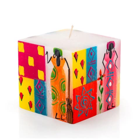 African Ladies Painted Cube Candle
