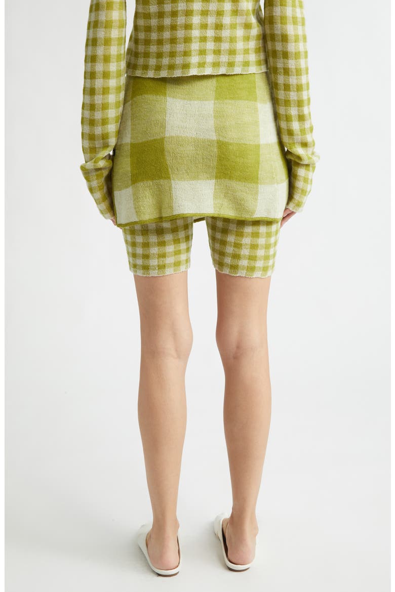 Gingham Wool Bike Shorts with Removable Wrap Panel, Alternate, color, SPROUT