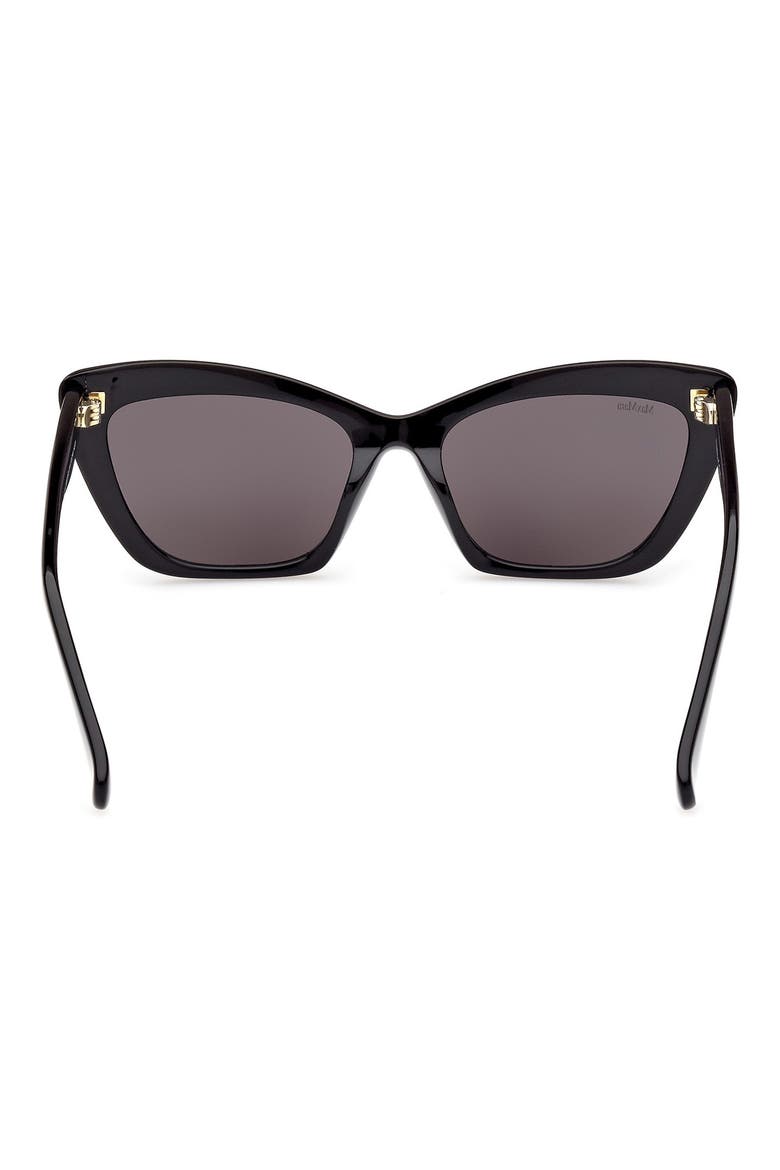 57mm Cat Eye Sunglasses, Alternate, color, SHINY BLACK / SMOKE