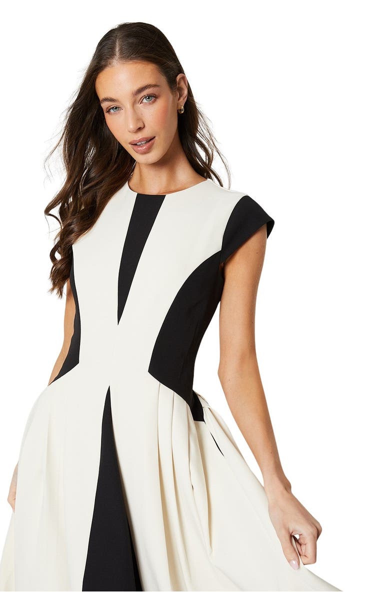 Coast Crepe Color Block Midi Dress, Alternate, color, Mono