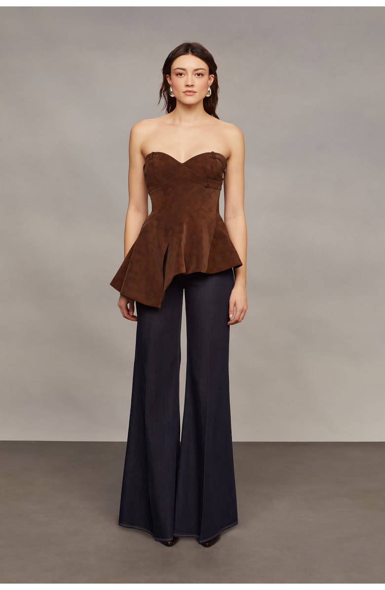 AMUR Augusta Bustier Peplum Top, Main, color, Toffee Swirl