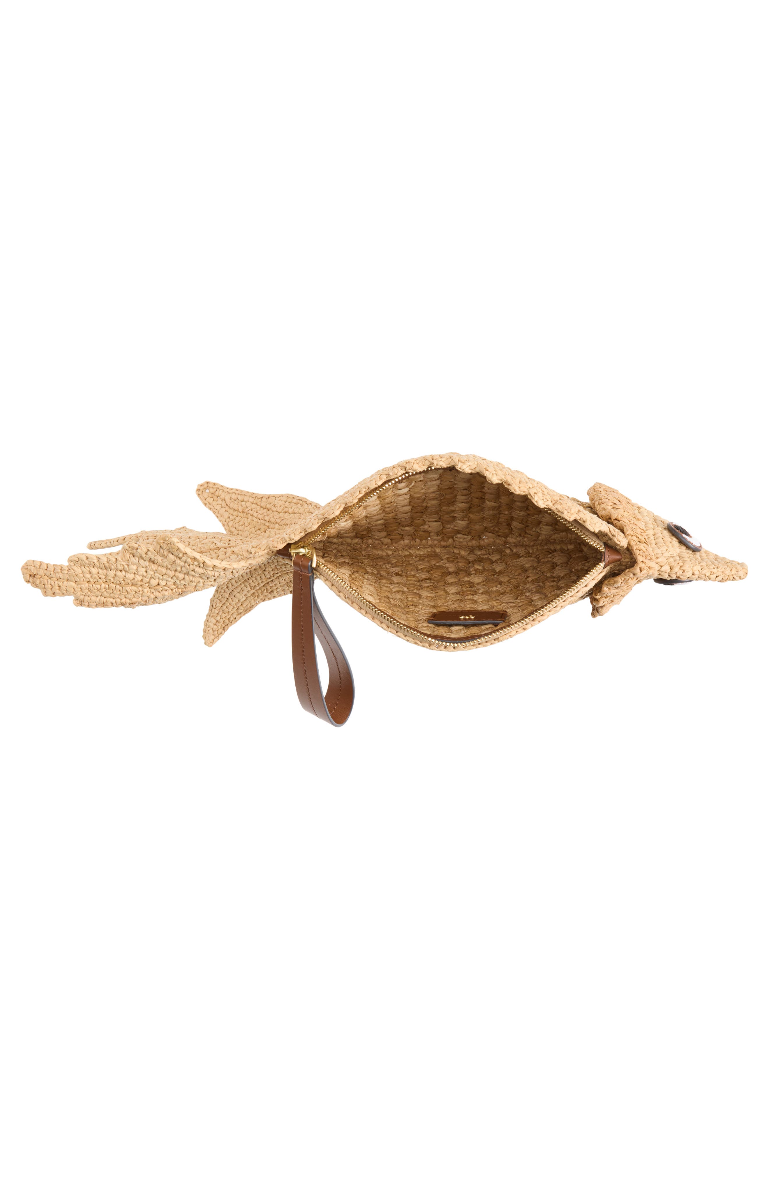 Crochet Raffia Fish Clutch, Alternate, color, NATURAL