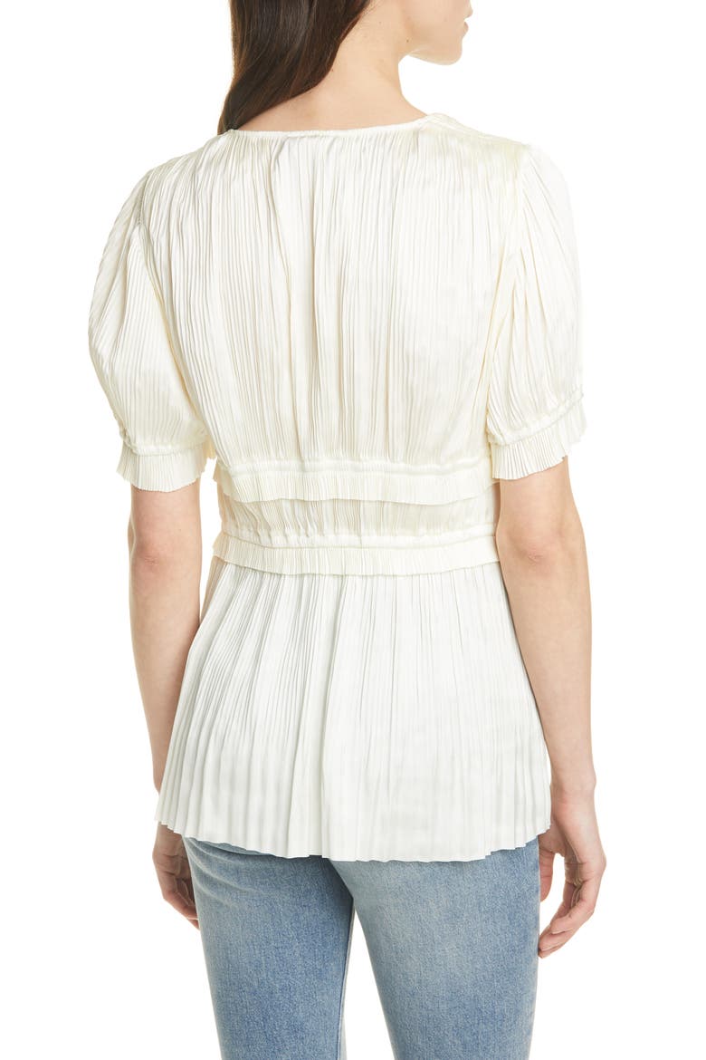 Joclyn Pleat Satin Top, Alternate, color, CLUBHOUSE CREAM