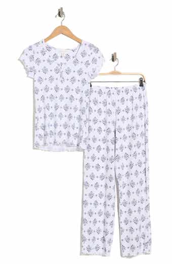 Laura Ashley Foulard Print Ribbed Henley & Pants Pajamas