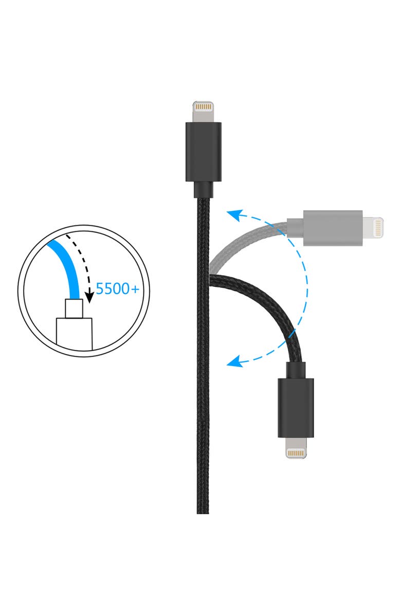 The Posh Tech 3-Pack MFI Lightning Cables, Alternate, color, Black