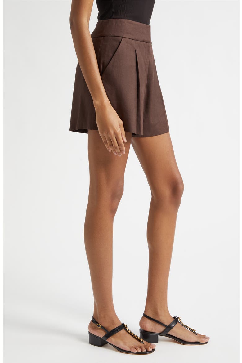 Haina Linen Blend Shorts, Alternate, color, DARK MOCHA
