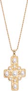 Kenneth Jay Lane Faux Pearl Cross Pendant Necklace