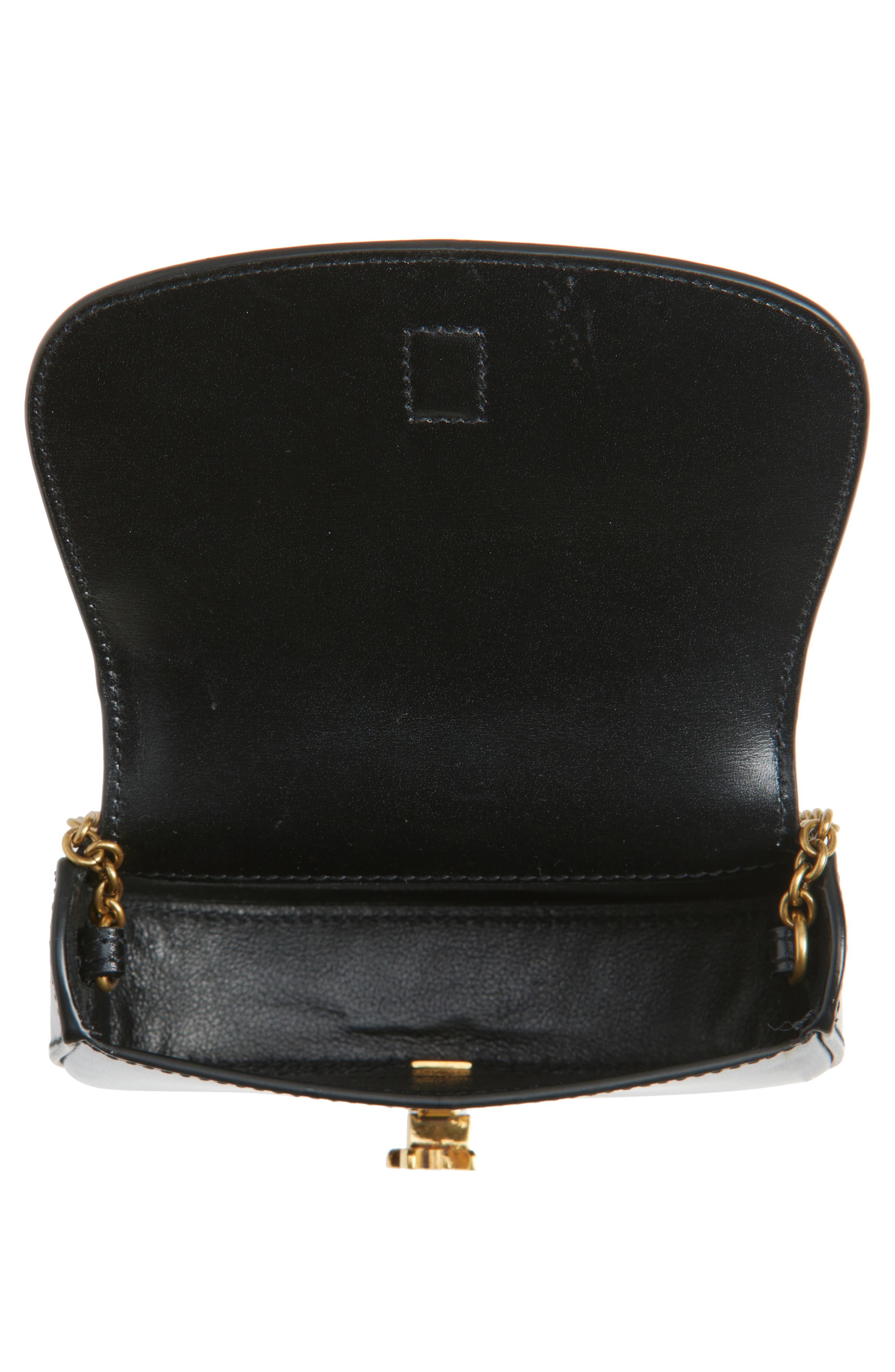 Saint Laurent Mini Cassandre Chain Crossbody Bag, Alternate, color, Noir
