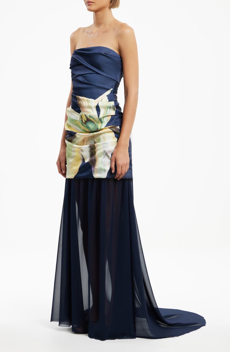 Significant Other Tallie Beaded Flower Strapless Dress with Removable Skirt, Alternate, color, Midnight Lilium