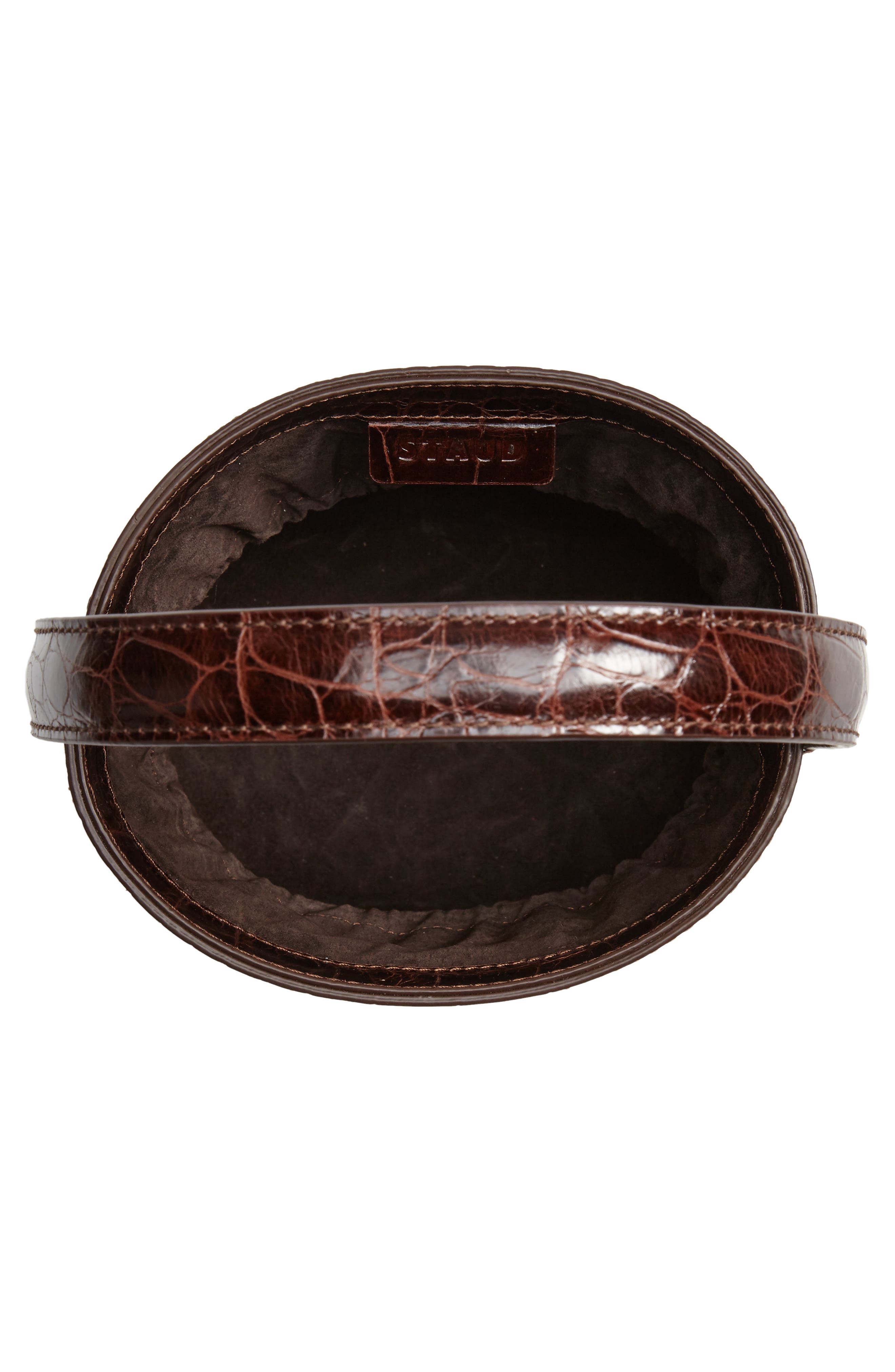 STAUD Bissett Croc Embossed Leather Bucket Bag, Alternate, color, 