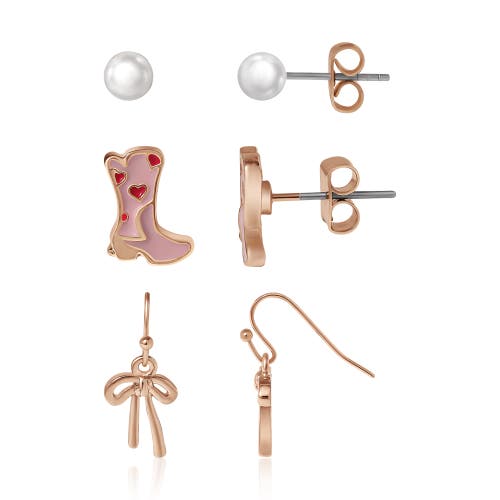 Jessica Simpson Kids Kids 3-pair Earring Set In Gold