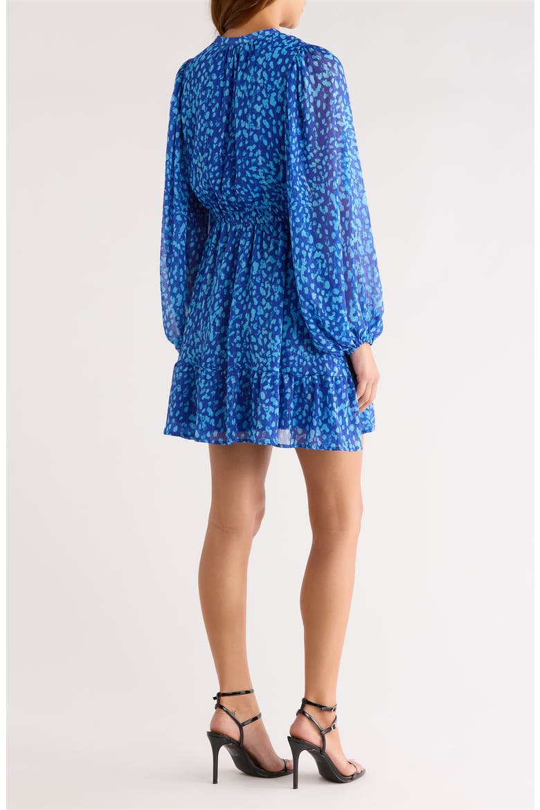 Madeira Metallic Abstract Print Long Sleeve Dress, Alternate, color, BLUE-MULTI
