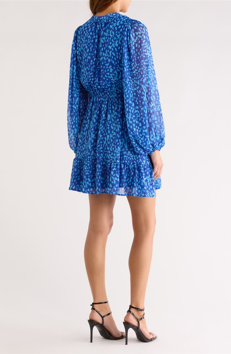 SUGARLIPS Madeira Metallic Abstract Print Long Sleeve Dress, Alternate, color, Blue-Multi