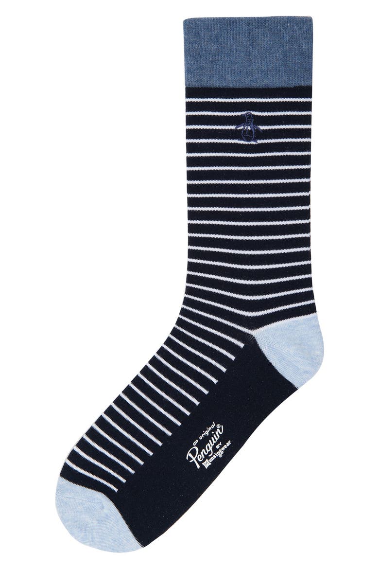Milton Stripe Cotton Stretch Dress Socks, Main, color, DENIM