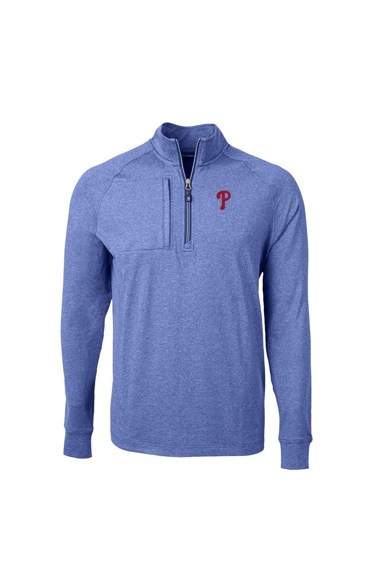 Cutter & Buck Men's Cutter & Buck Heather Royal Philadelphia Phillies Big & Tall Adapt Eco Knit Stretch Recycled Quarter-Zip Pullover Top, Alternate, color, Heather Royal