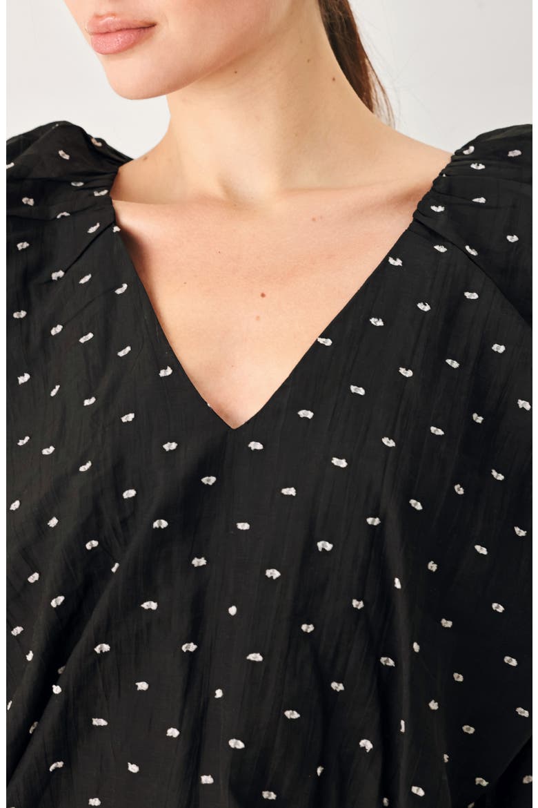 Textured Ruffle Shoulder Tencel Top, Alternate, color, BLACK