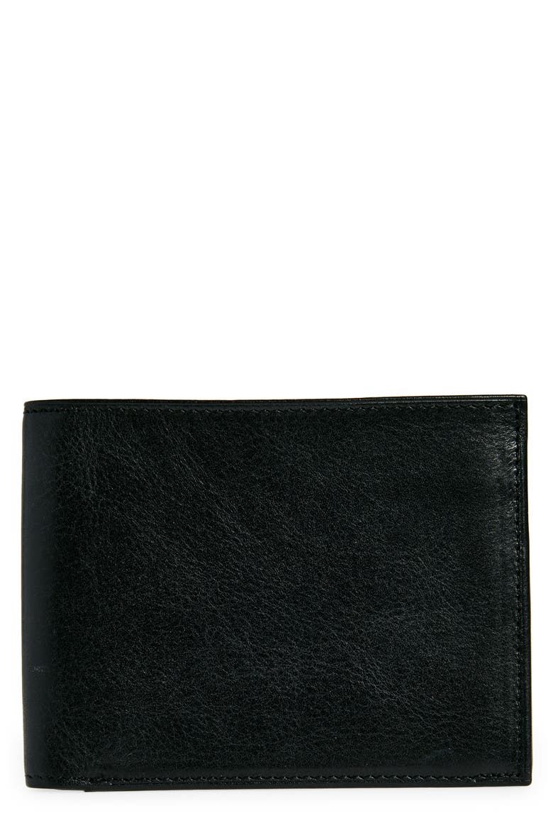 ID Flap Leather Wallet, Alternate, color, BLACK