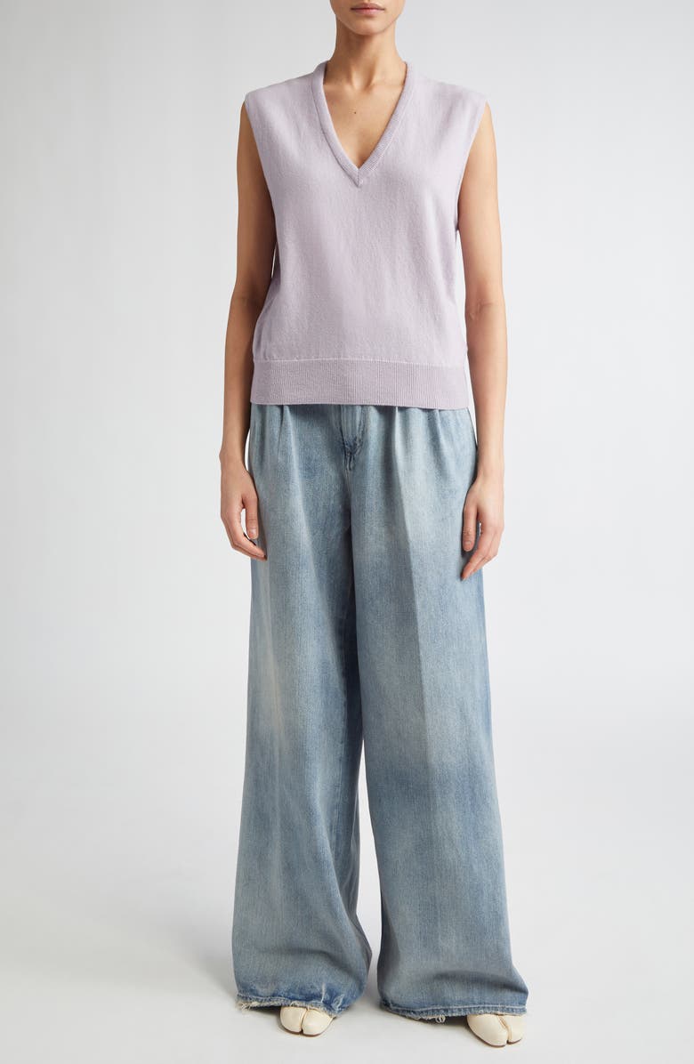Maison Margiela Virgin Wool V-Neck Sweater Vest, Alternate, color, Lilac