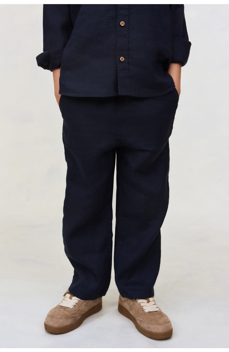 H&M Linen Trousers, Alternate, color, Navy Blue