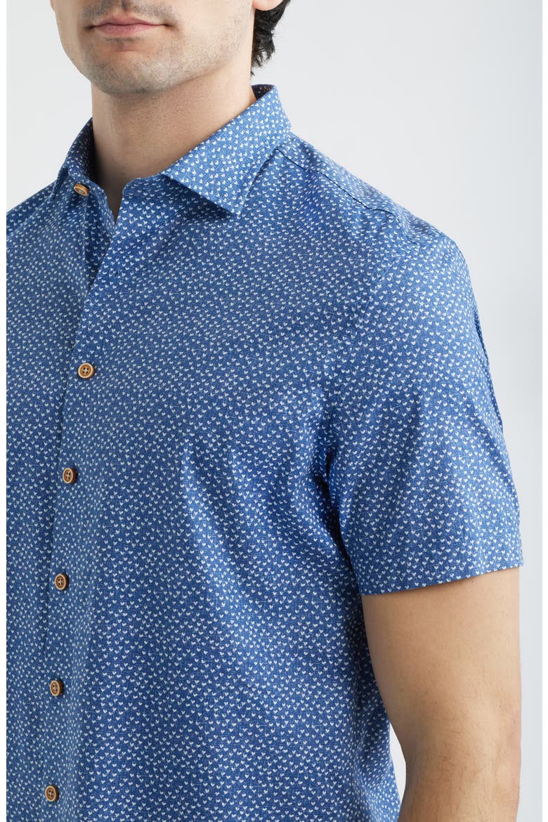 Patel Hangin’ Out Heart Print Short Sleeve Button-Up Shirt, Alternate, color, NAVY