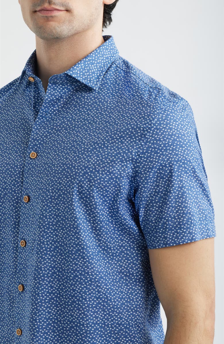 johnnie-O Patel Hangin’ Out Heart Print Short Sleeve Button-Up Shirt, Alternate, color, Navy