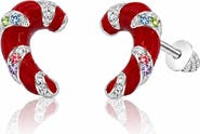 Chanteur Kids' Crystal Candy Cane Stud Earrings
