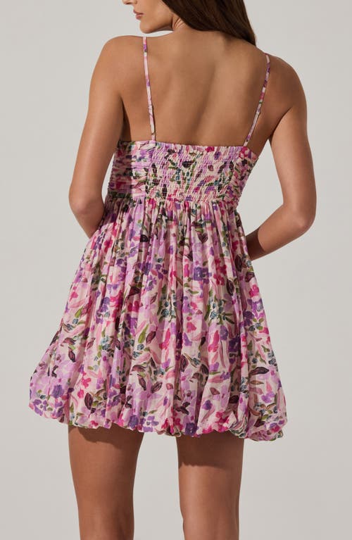 Astr The Label Floral Bubble Hem Minidress In Pink Multi Floral