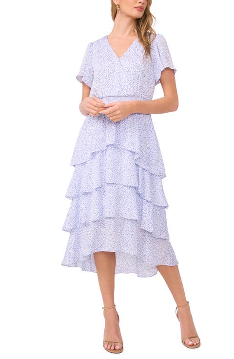 Abstract Print Tiered Midi Dress