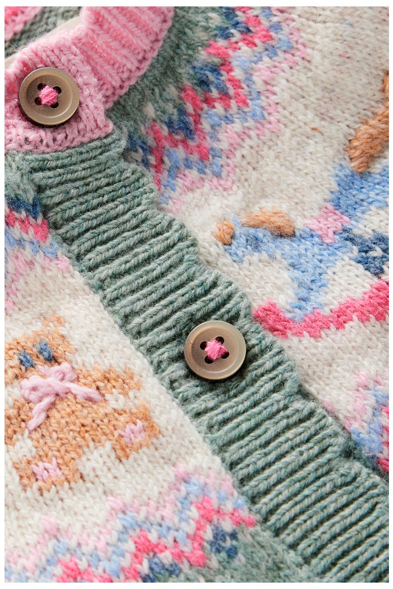 Kids' Fair Isle Cardigan, Alternate, color, GREEN POLAR POST