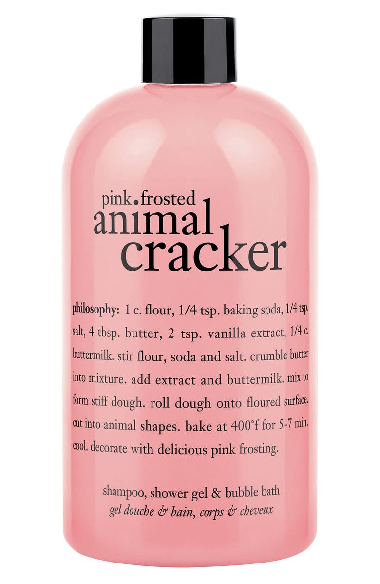 philosophy pink frosted animal cracker shampoo, shower gel & bubble bath, Main, color, 